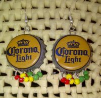 Corona Light bottle cap earrings