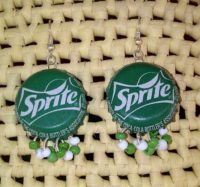 Recycled Sprite bottle cap earrings