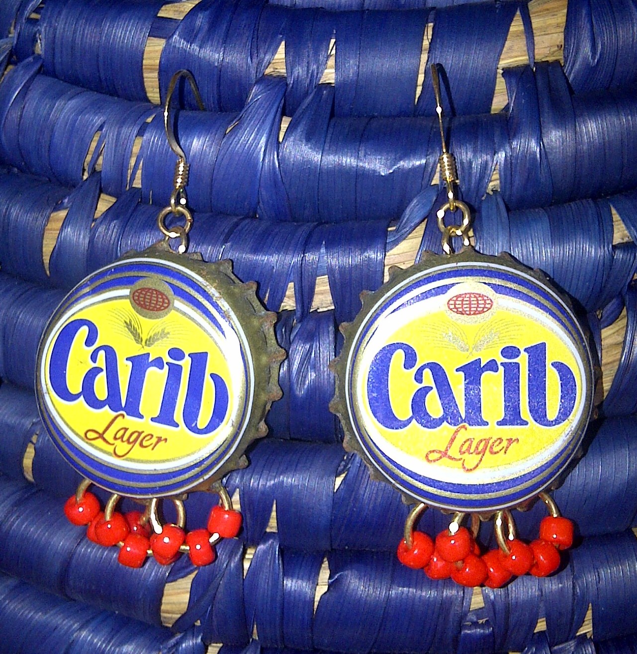 Recycled Carib Lager Bottle Cap Earrings