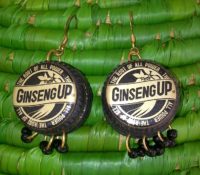 Recycled Ginseng Up Bottle Cap Earrings