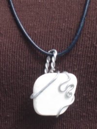 White Pottery Pendent with Swirl