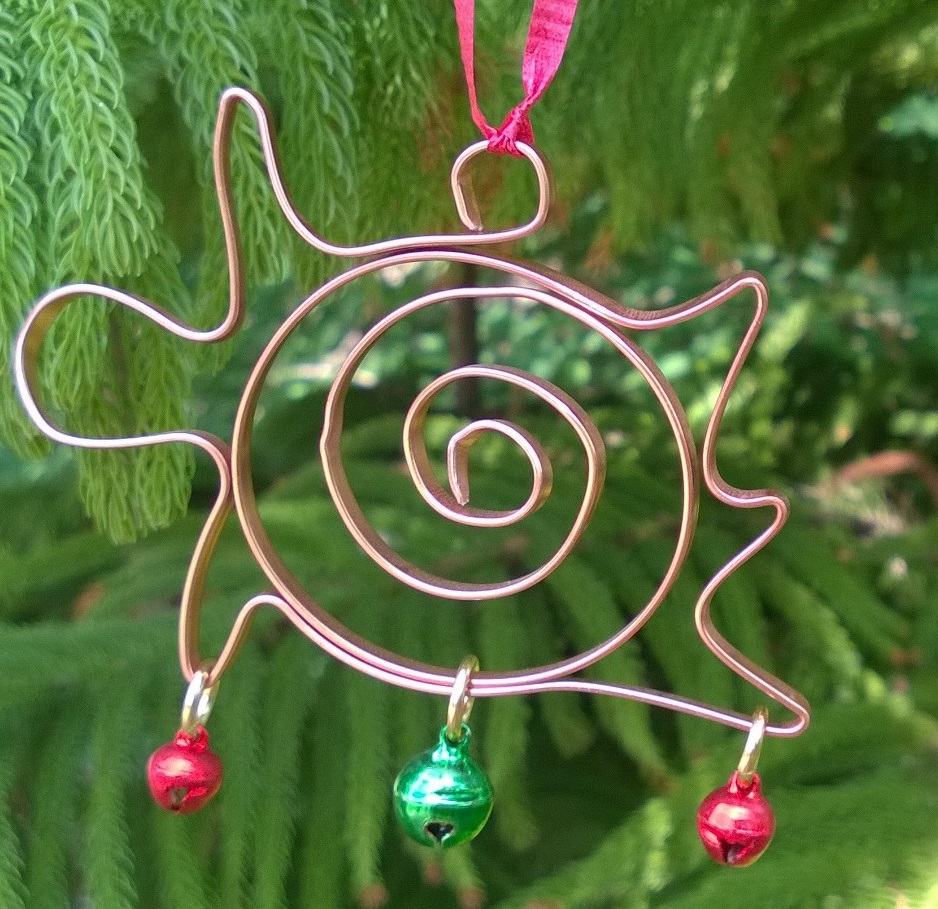 Handmade Aluminum Wire Christmas Tree Earrings With Jingle Bells